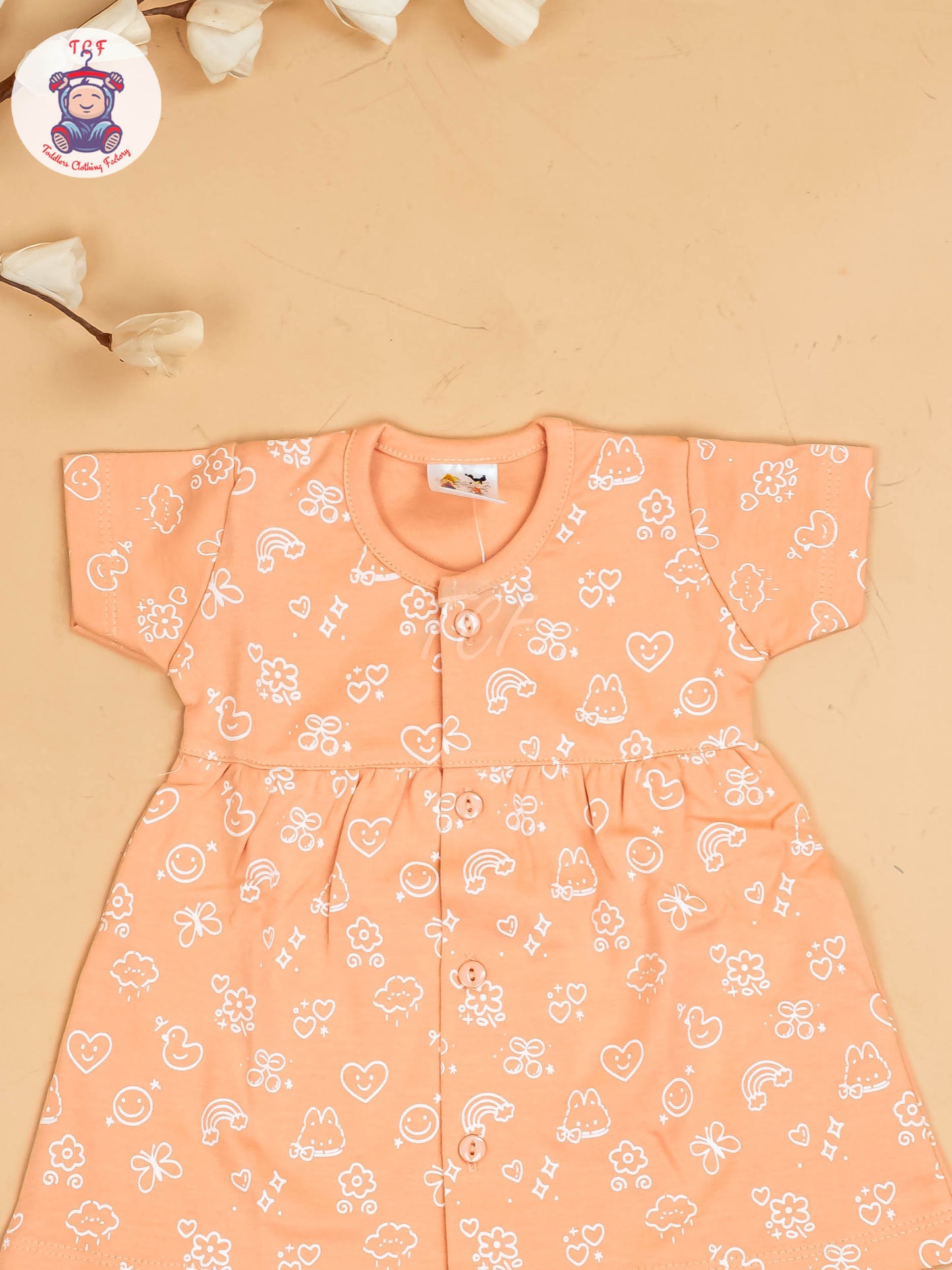 Orange - Girls Printed Ethnic Frocks