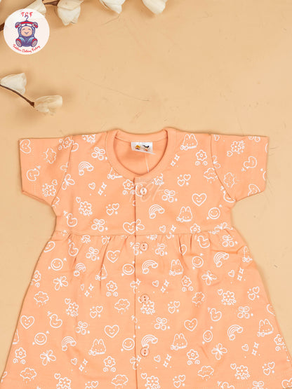 Orange - Girls Printed Ethnic Frocks