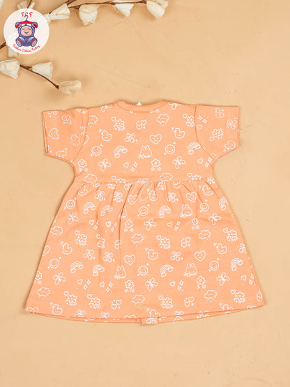 Orange - Girls Printed Ethnic Frocks