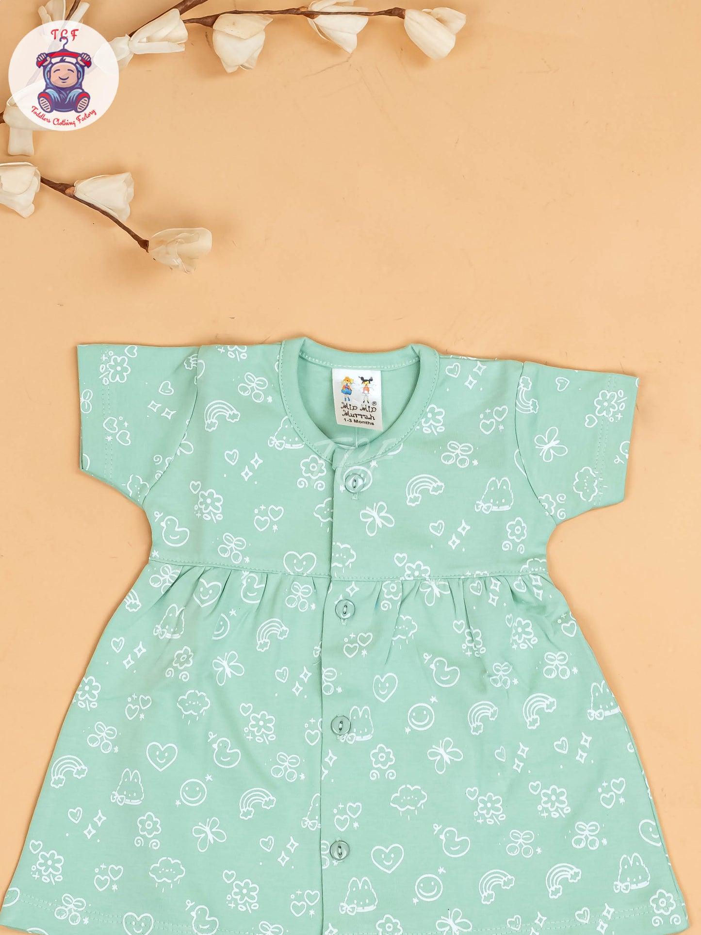 Green - Girls Printed Ethnic Frocks