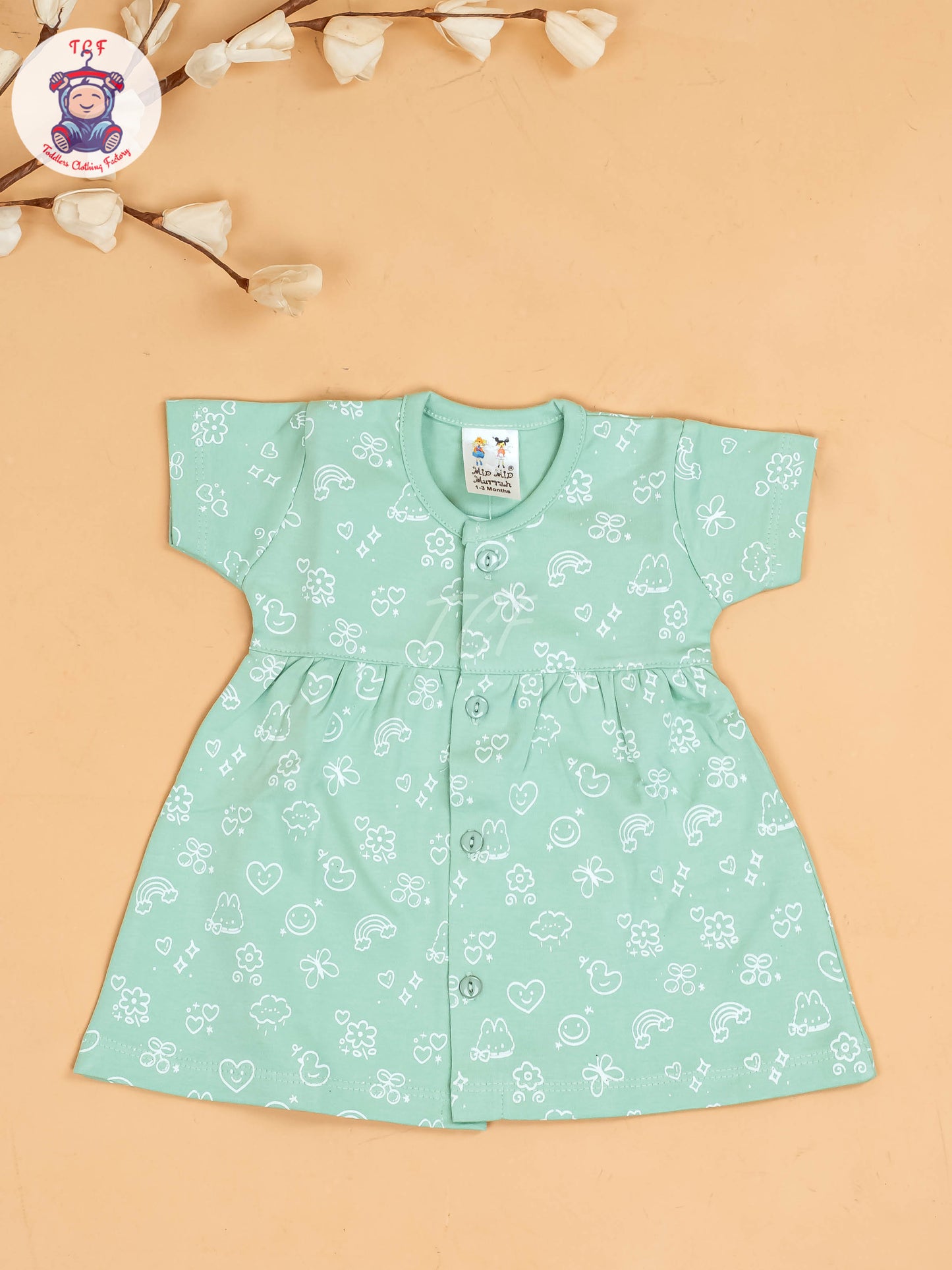 Green - Girls Printed Ethnic Frocks