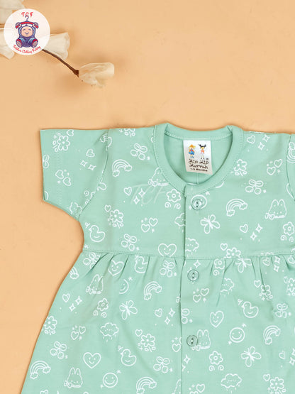 Green - Girls Printed Ethnic Frocks