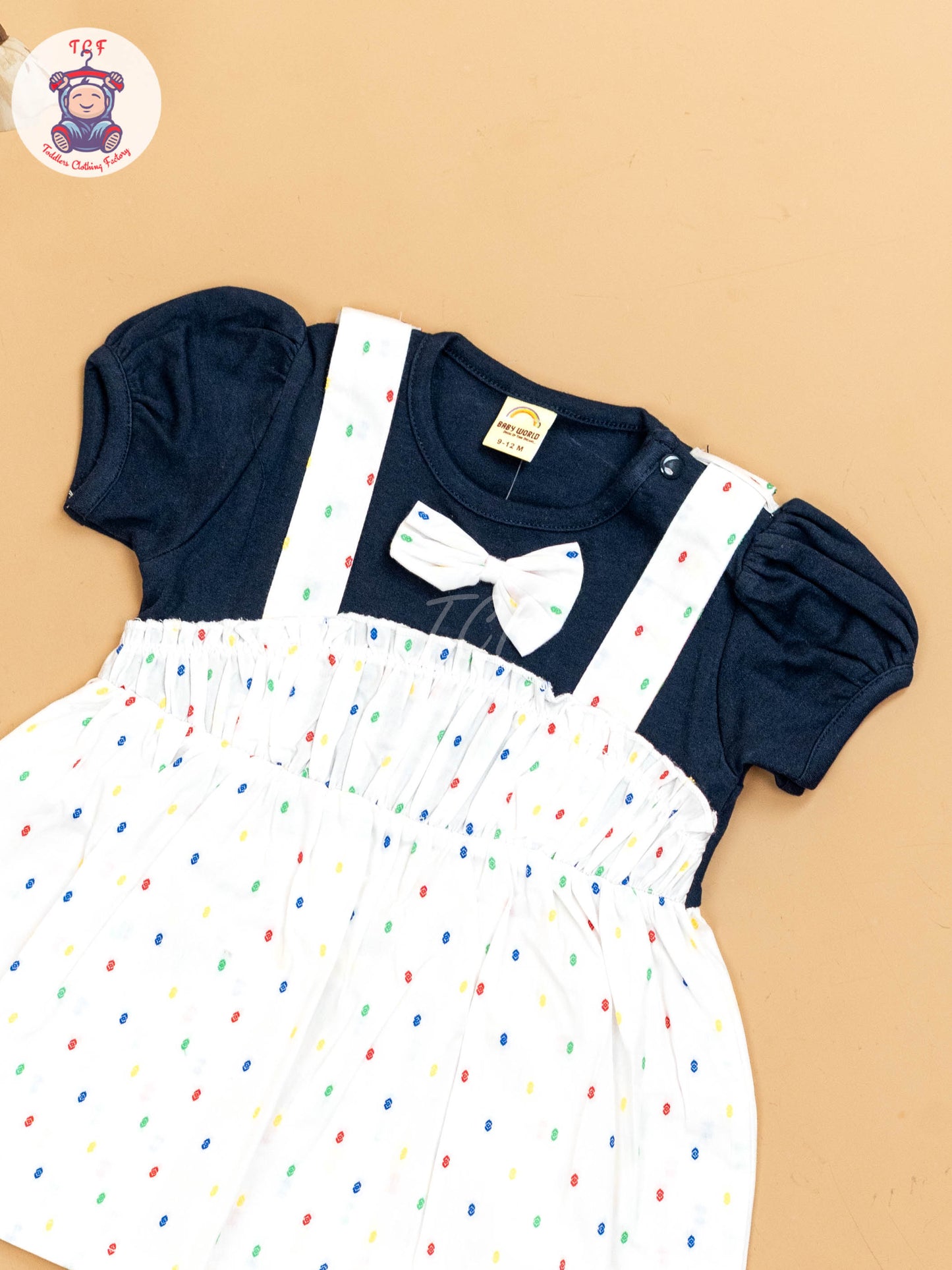 Navy Blue & White - Girls Printed Frocks