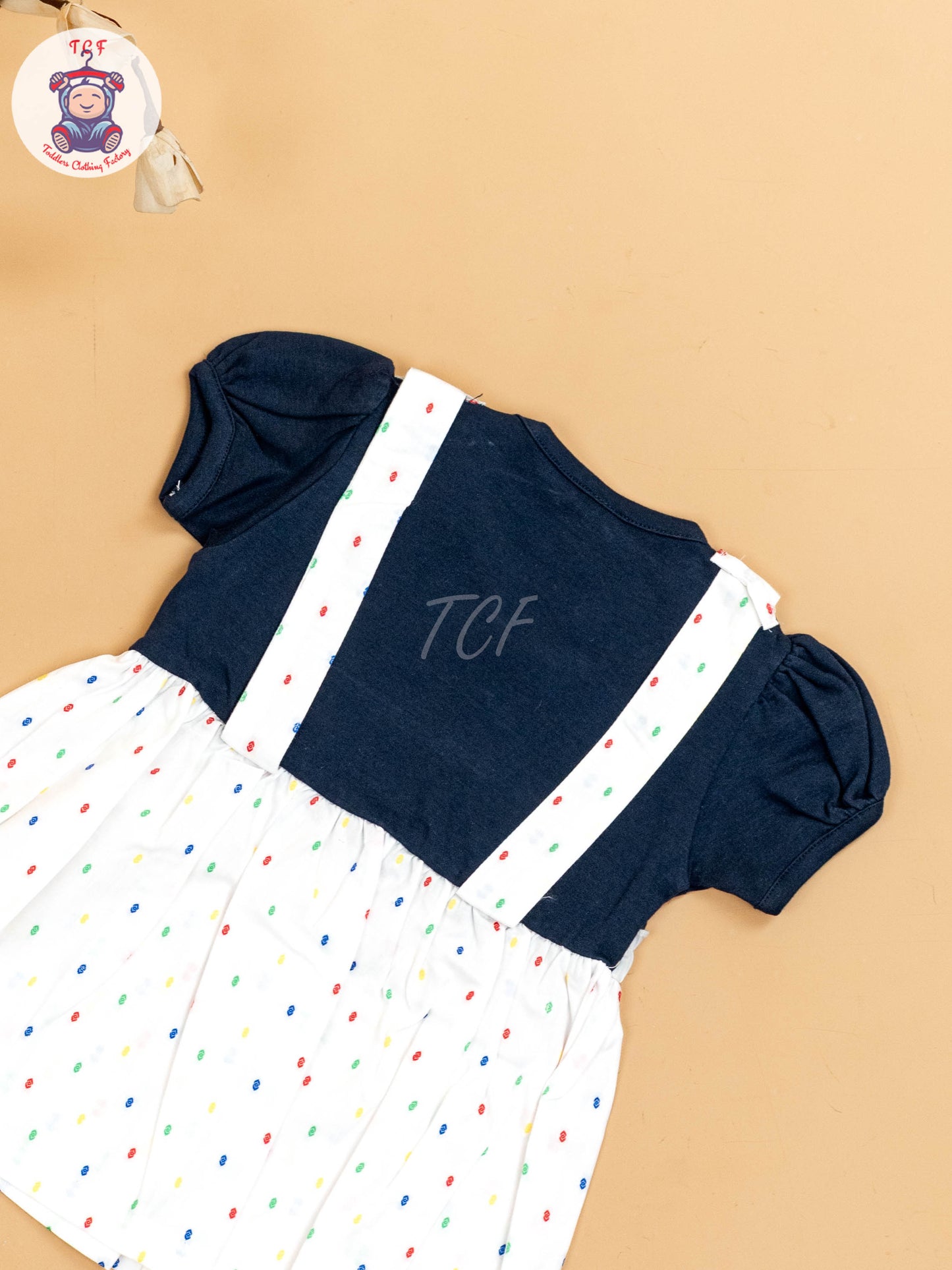 Navy Blue & White - Girls Printed Frocks