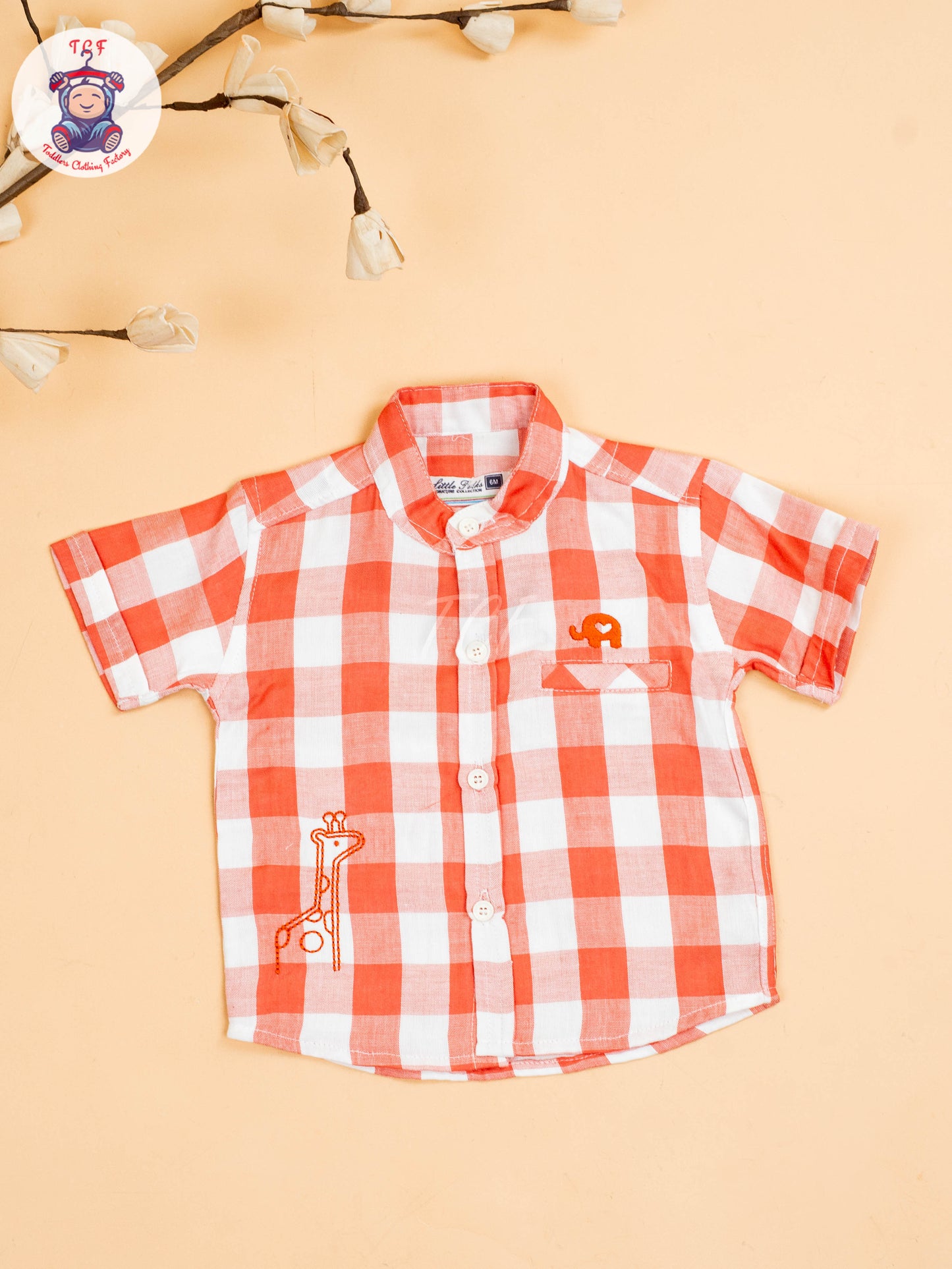 Rust & White - Boys Checks Printed Shirts & Shorts