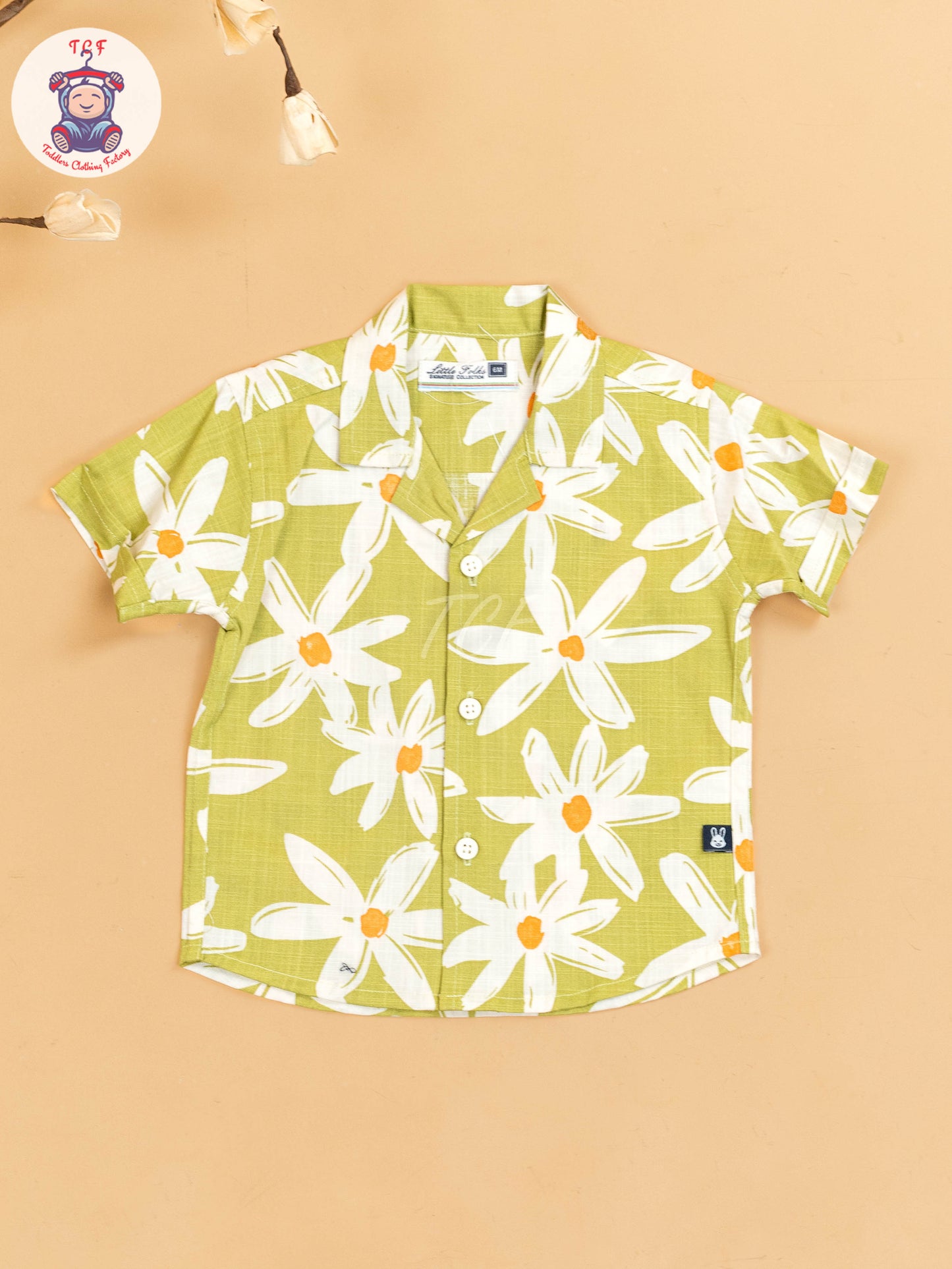 Light Green & White - Boys Floral Printed Shirts & Shorts