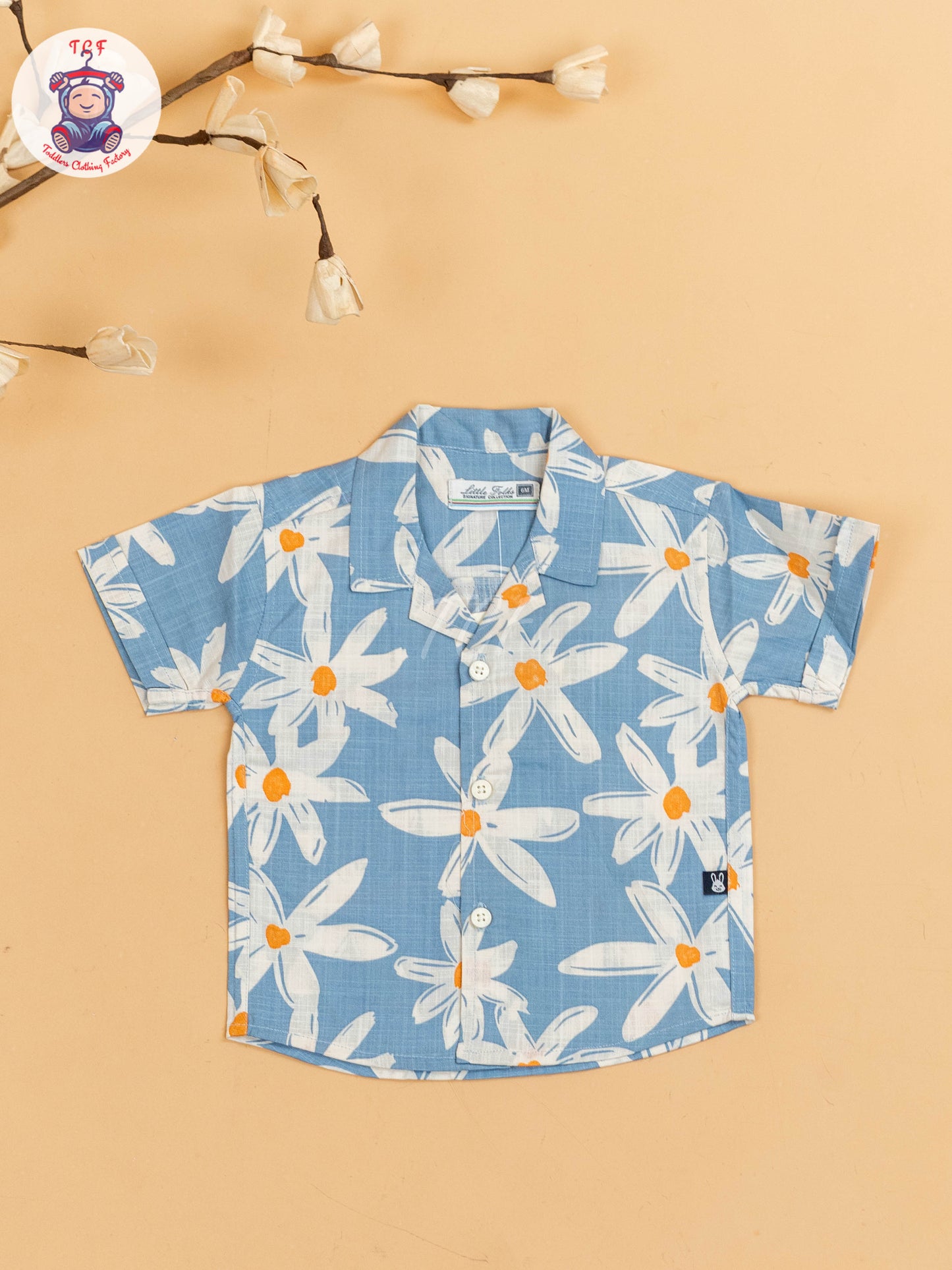 Blue & White - Boys Floral Printed Shirts & Shorts