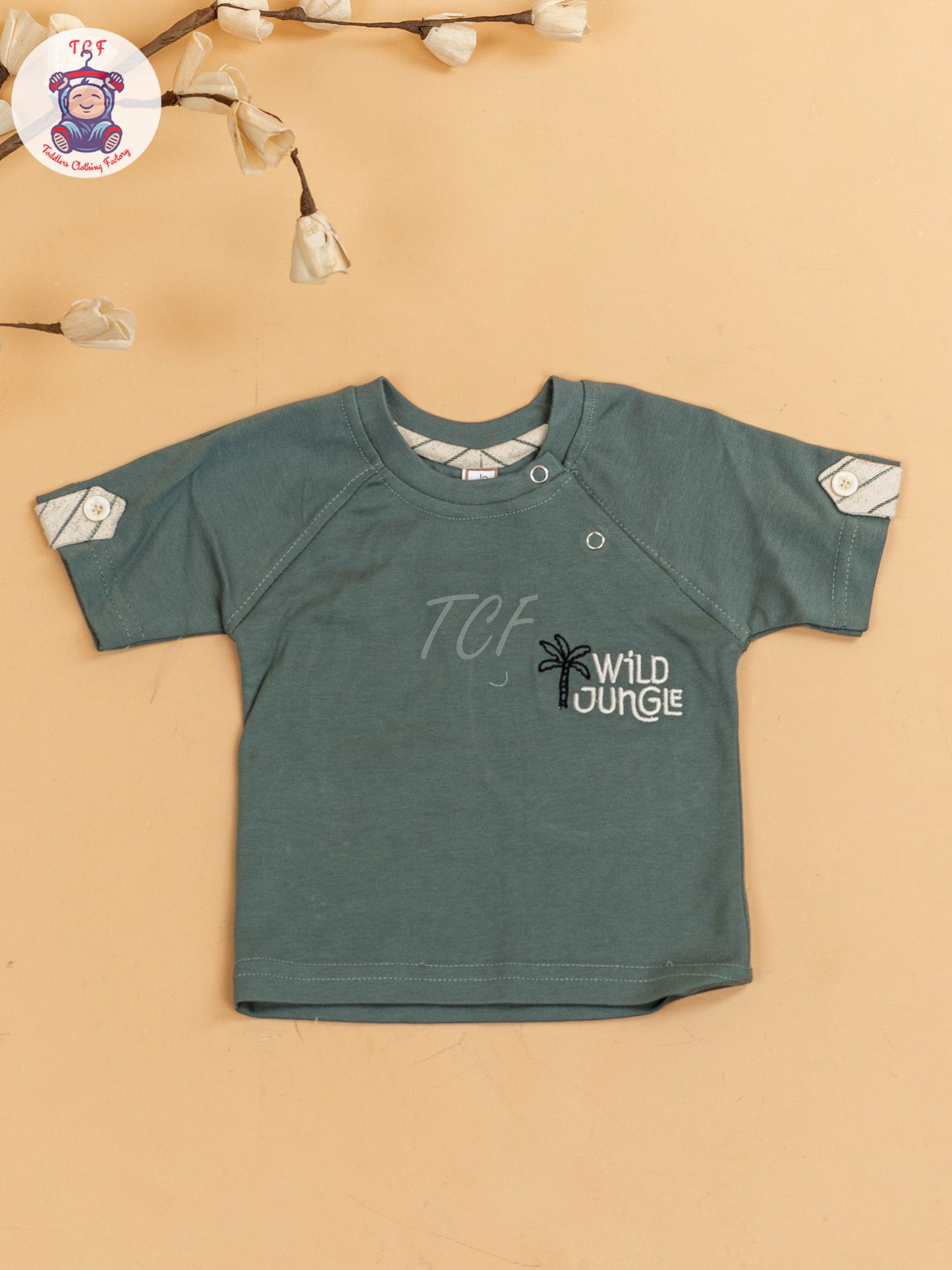 Light Green & Beige - Girls T-Shirts & Shorts