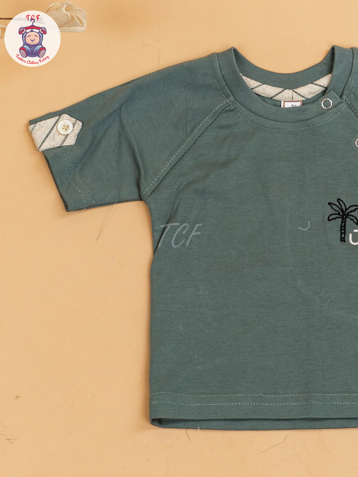 Light Green & Beige - Girls T-Shirts & Shorts