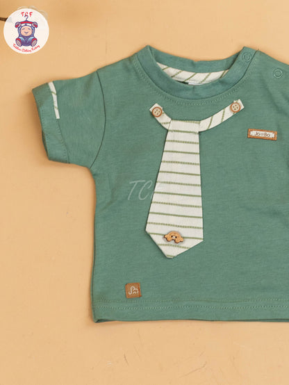 Light Green & Beige - Girls T-Shirts & Shorts