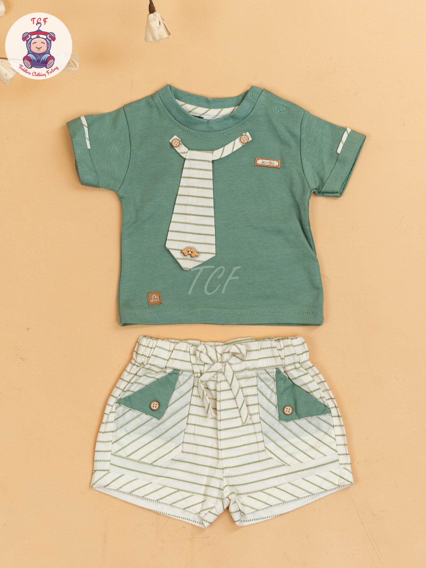 Light Green & Beige - Girls T-Shirts & Shorts