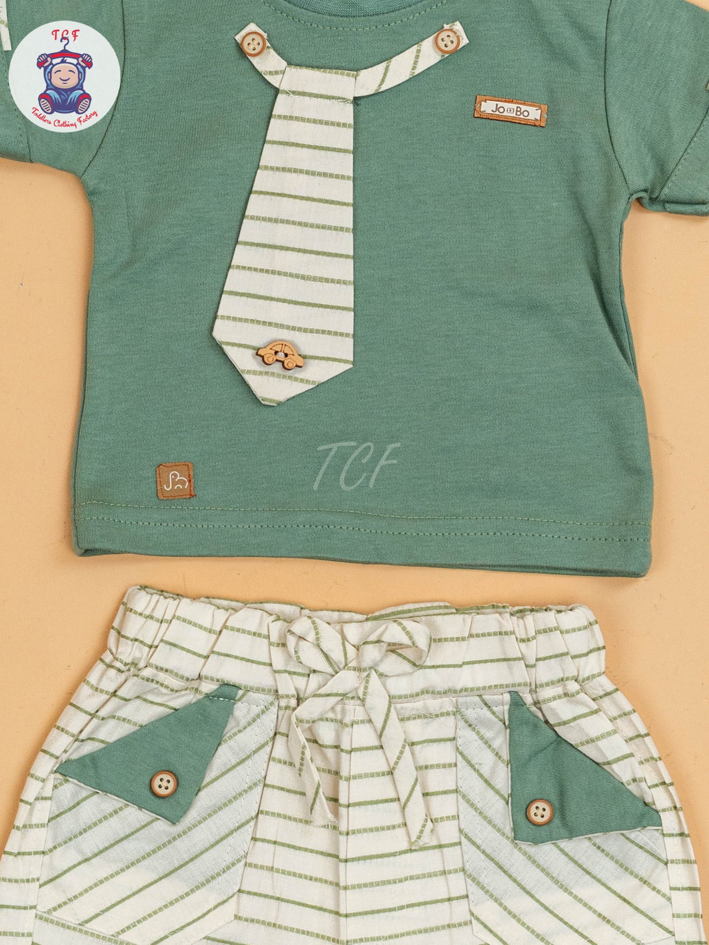 Light Green & Beige - Girls T-Shirts & Shorts