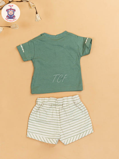 Light Green & Beige - Girls T-Shirts & Shorts