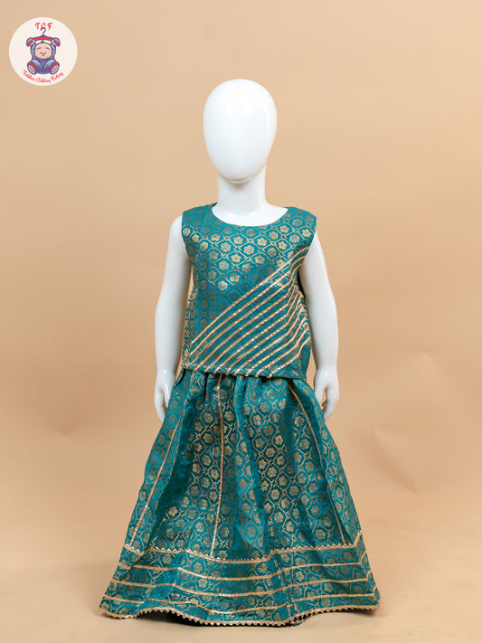 Green - Ethnic Printed Choli & Lehenga