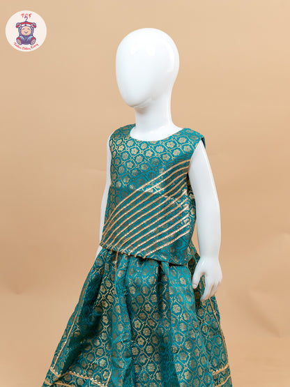 Green - Ethnic Printed Choli & Lehenga