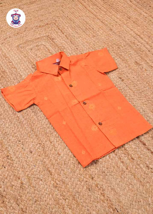 Rust - Boys Readymade Silk Cotton Shirts