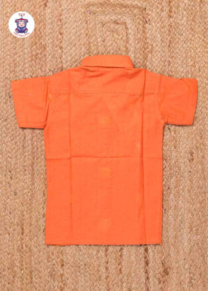 Rust - Boys Readymade Silk Cotton Shirts