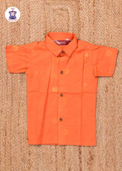 Rust - Boys Readymade Silk Cotton Shirts