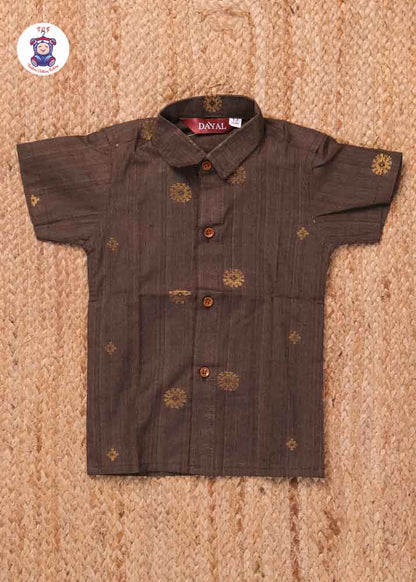Brown - Boys Readymade Silk Cotton Shirts