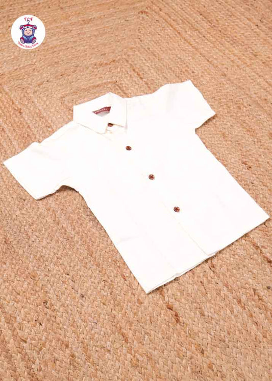 White - Boys Readymade Silk Cotton Shirts