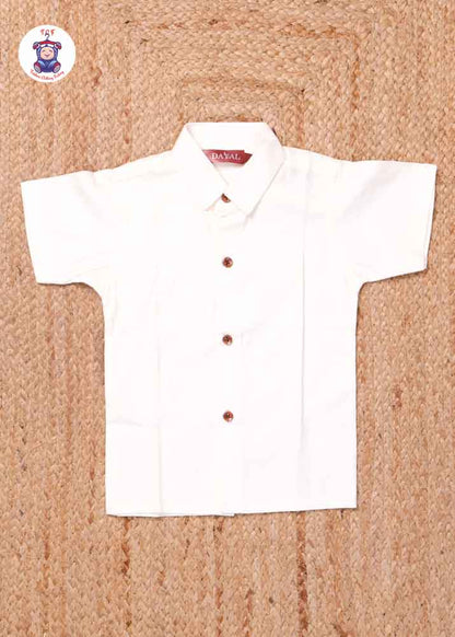 White - Boys Readymade Silk Cotton Shirts