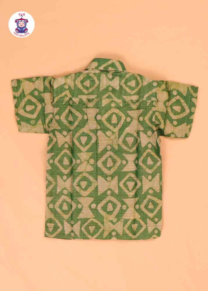 Green & Beige - Boys Readymade Bhatik Shirts