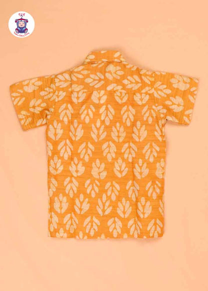 Yellow  & Beige - Boys Readymade Bhatik Shirts