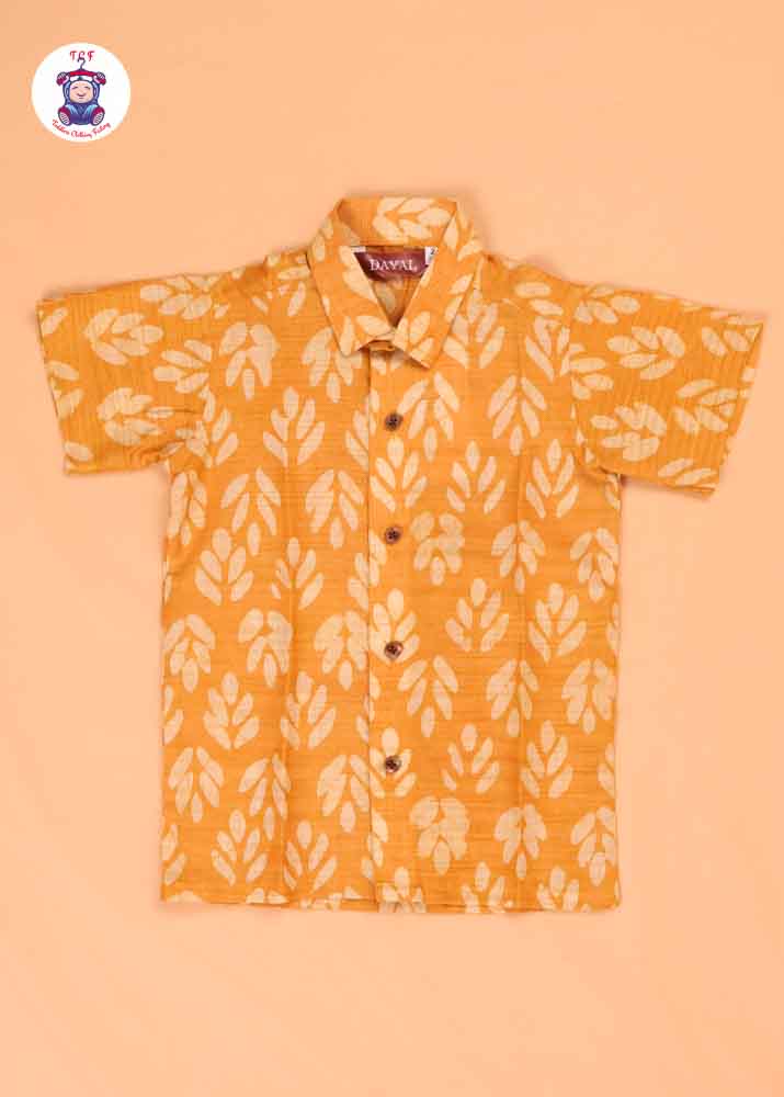 Yellow  & Beige - Boys Readymade Bhatik Shirts