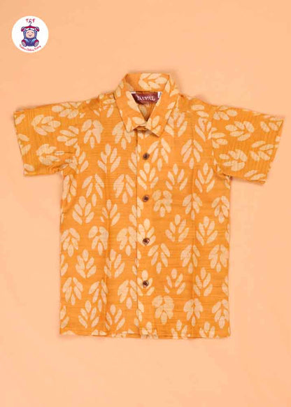Yellow  & Beige - Boys Readymade Bhatik Shirts