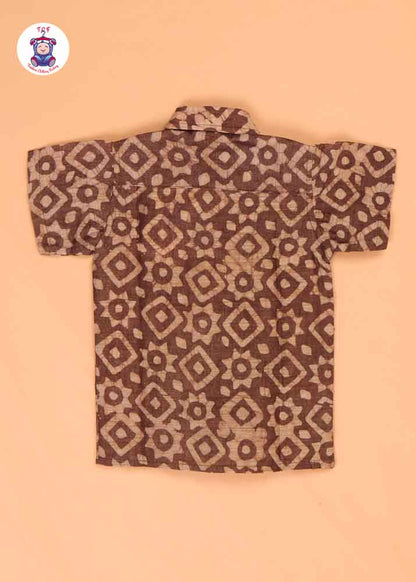 Army Green & Beige - Boys Readymade Bhatik Shirts