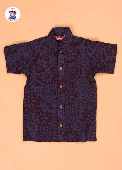 Blue & Black - Boys Readymade Bhatik Shirts