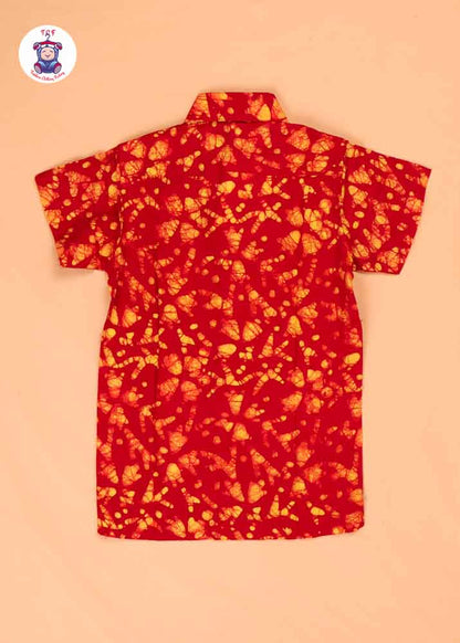 Red & Yellow - Boys Readymade Bhatik Shirts