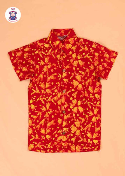 Red & Yellow - Boys Readymade Bhatik Shirts