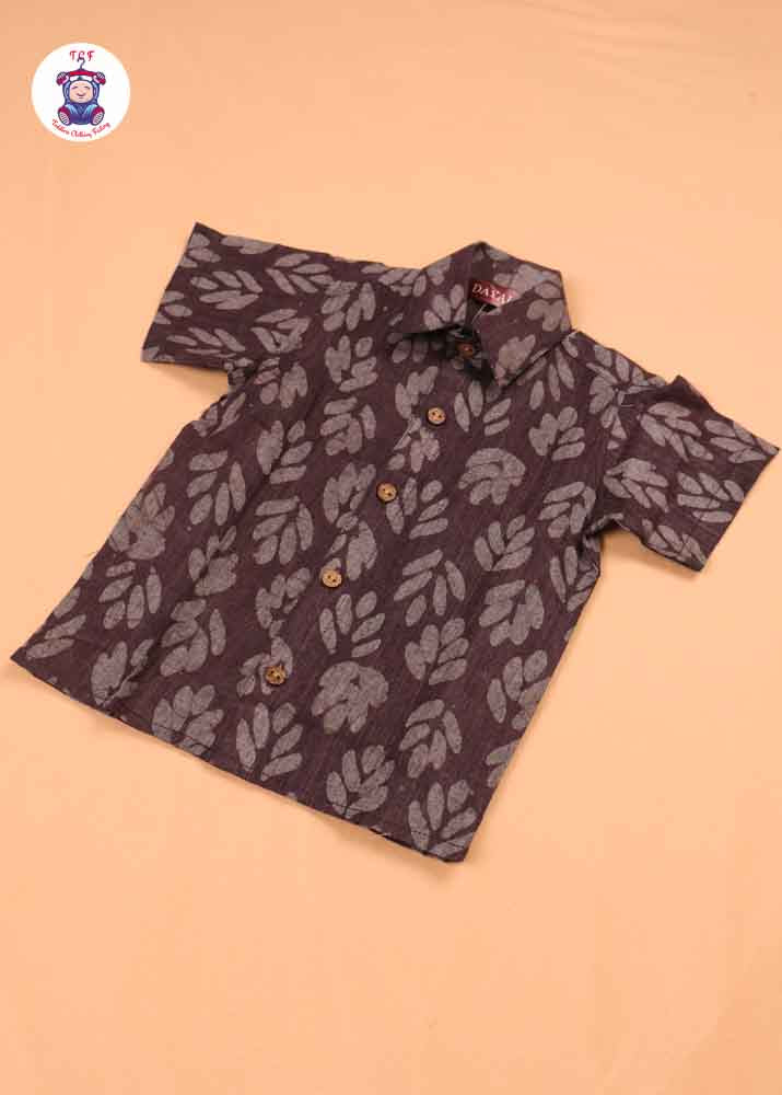Grey & Beige - Boys Readymade Bhatik Shirts