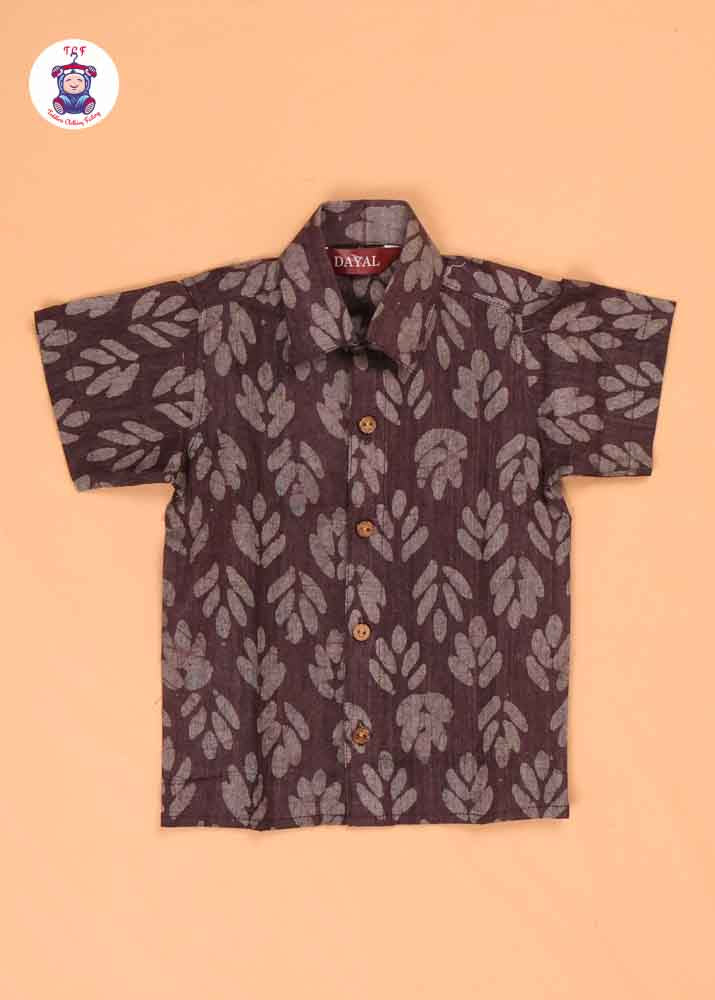 Grey & Beige - Boys Readymade Bhatik Shirts