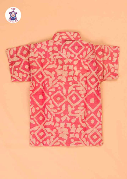 Lite Red & Beige - Boys Readymade Bhatik Shirts