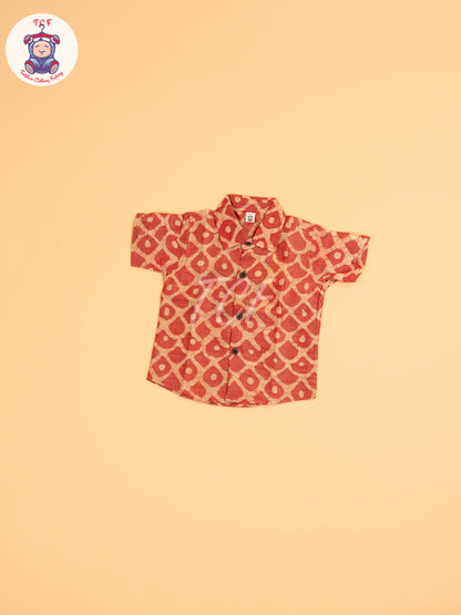 Red & Beige - Boys Readymade Bhatik Shirts
