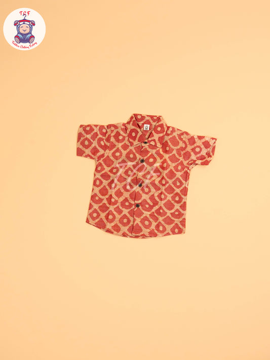Red & Beige - Boys Readymade Bhatik Shirts
