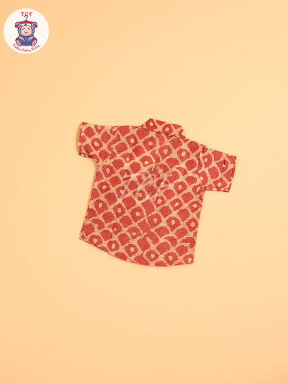 Red & Beige - Boys Readymade Bhatik Shirts