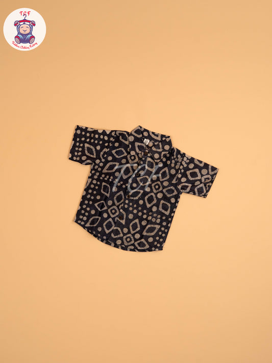 Grey & Beige - Boys Readymade Bhatik Shirts