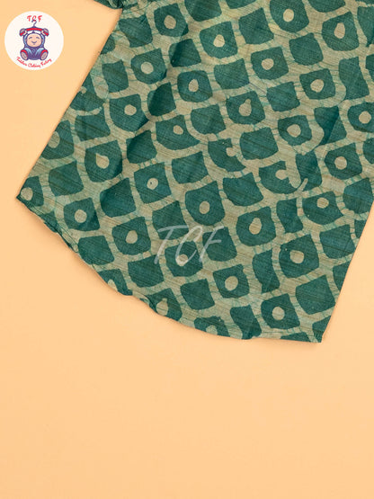 Green & Beige - Boys Readymade Bhatik Shirts