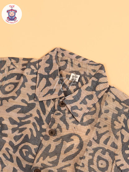 Grey & Beige - Boys Readymade Bhatik Shirts