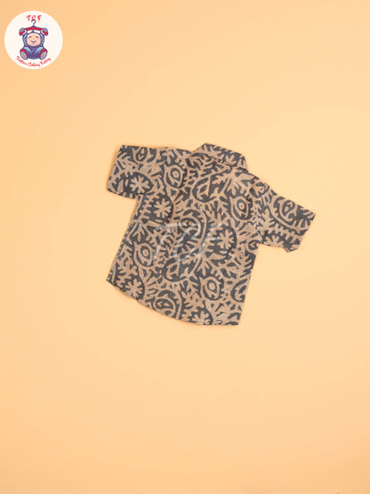 Grey & Beige - Boys Readymade Bhatik Shirts