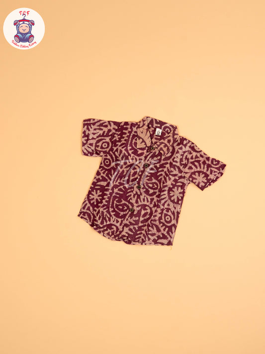 Majentha & Beige - Boys Readymade Bhatik Shirts