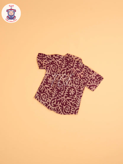 Majentha & Beige - Boys Readymade Bhatik Shirts