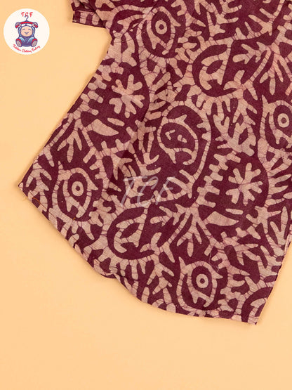 Majentha & Beige - Boys Readymade Bhatik Shirts