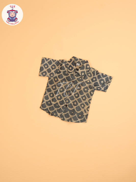 Grey & Beige - Boys Readymade Bhatik Shirts