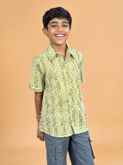 Green - Boys Printed Readymade Shirts