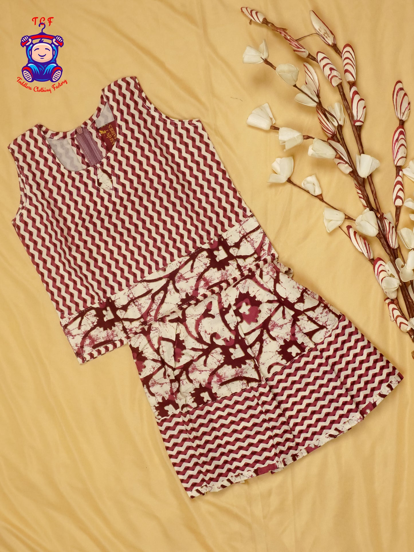 Maroon & White- Cotton Pavadai Sattai