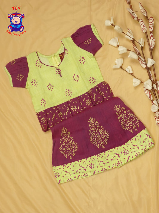Green & Maroon - Cotton Pavadai Sattai